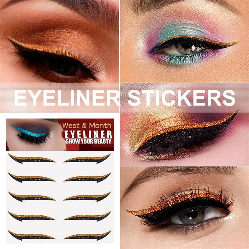 Art Makeup Sticker 5pairs Adhesive Eyeliner Sticker with Glitter