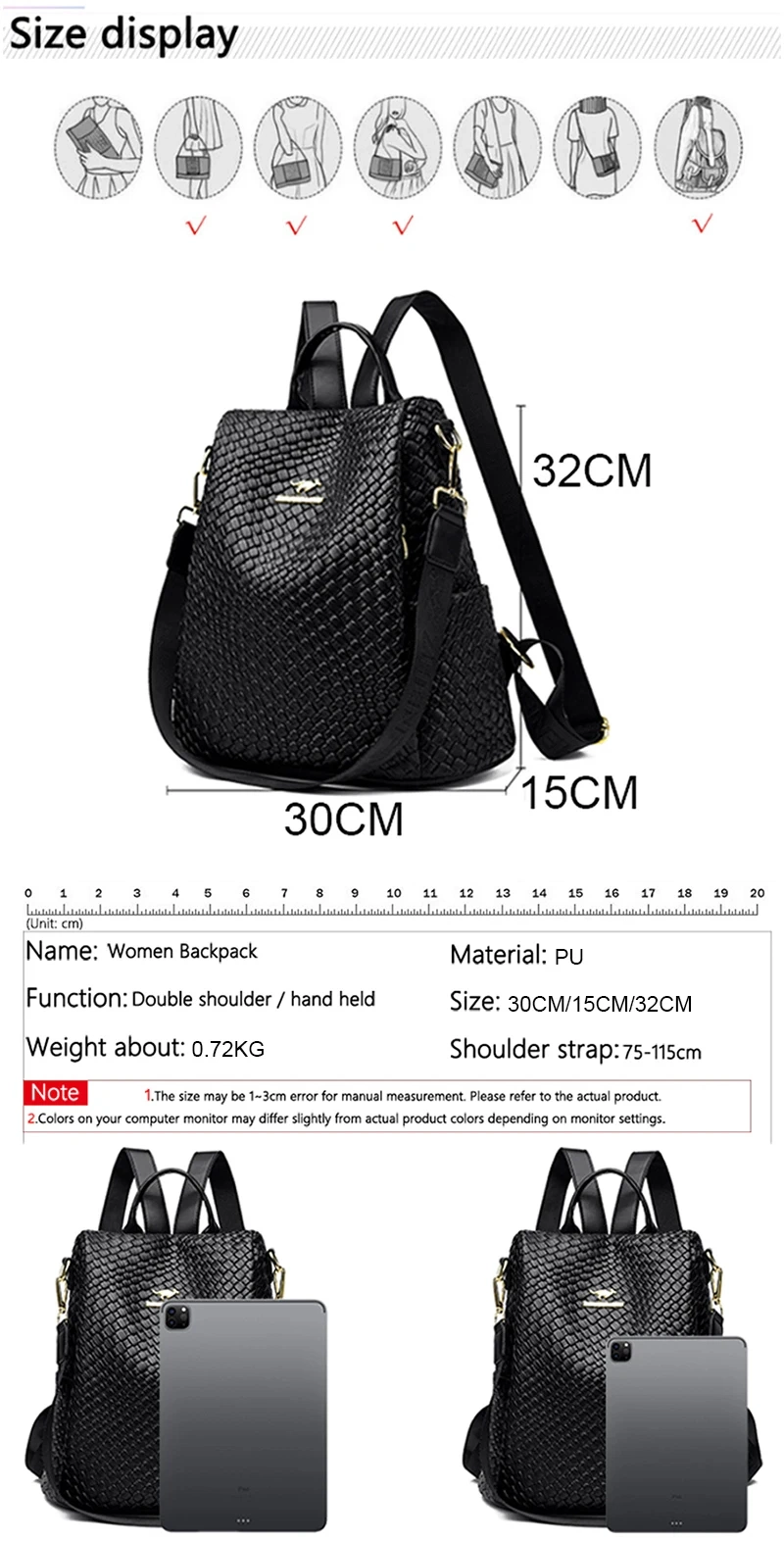 Fashion Weave Women Backpack Casual Lides Shoulder Bag Mochilas New Soft Leather Anti-Theft School Bags for Teenagers Girls