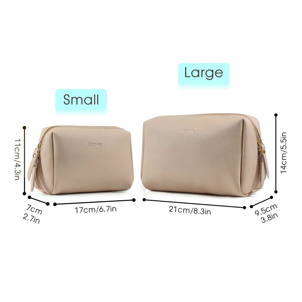 Large Vegan Leather Makeup Bag Zipper Pouch Travel Cosmetic Bag for Women and Girls