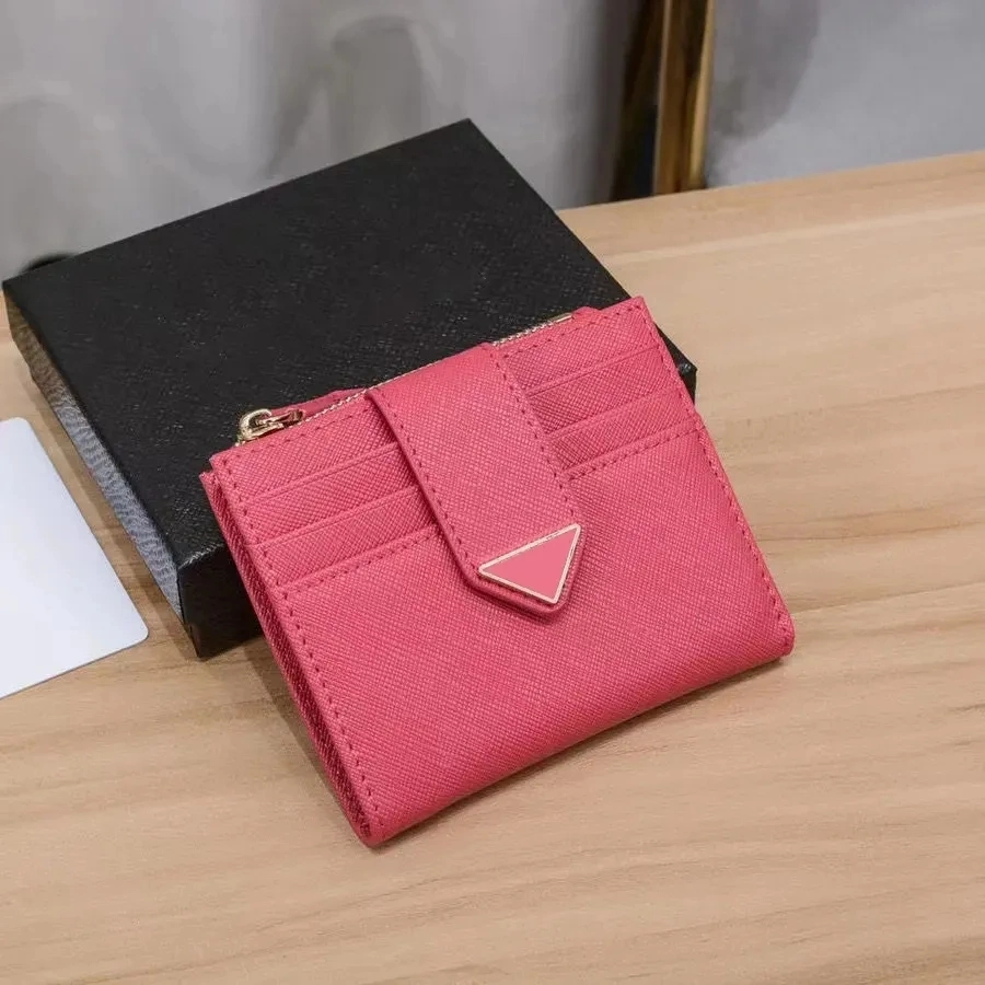 Credit Card Slots Designer Wallet Coin Purses Cards Holder 2024 New Purse Key Pouch Women Men Box Triangle Leather Zipper Luxury Lady Saffiano Business Card