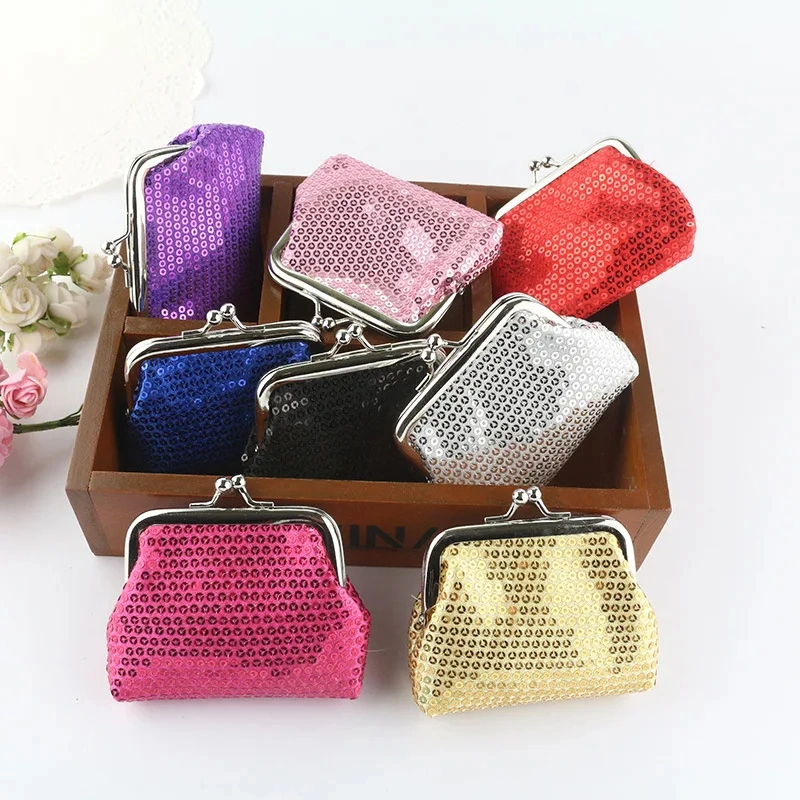 Small Buckle Coin Purse Classic Aluminum Metal Sequins Girls Coin Pouch