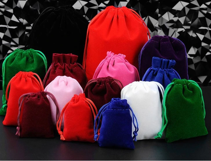 Custom Luxury Drawstring Necklace Jewellery Pouch Velvet Packaging Bag