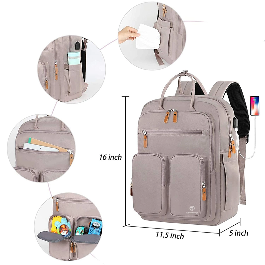 Nappy Baby Bags for Mom and Dad Maternity Diaper Bag for Girls, Large Capacity Waterproof Bag with USB Charging Port, Insulated Pockets Changing Pad Stroller St