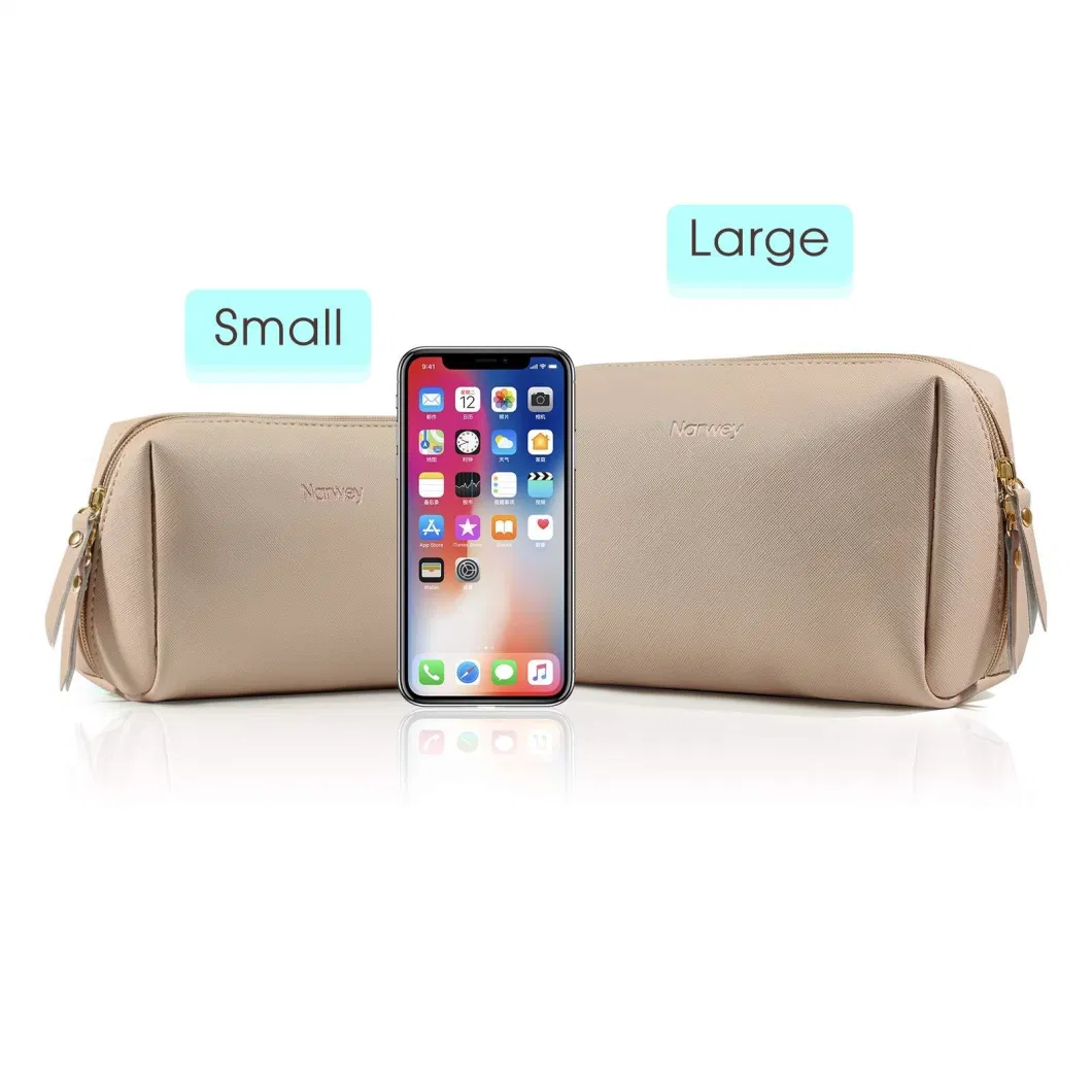 Large Vegan Leather Makeup Bag Zipper Pouch Travel Cosmetic Bag for Women and Girls