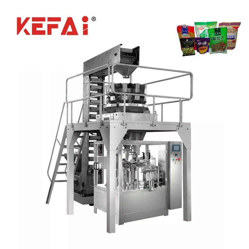 Kefai Automatic 10/14 Heads Potato Chips Food Pouch Nitrogen Filling Packing Machine