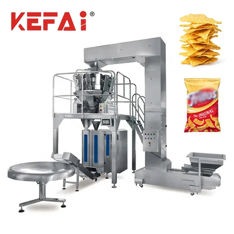 Kefai 10 Head Vffs Granule Weigher Corn Chips Pouch Packing Machine