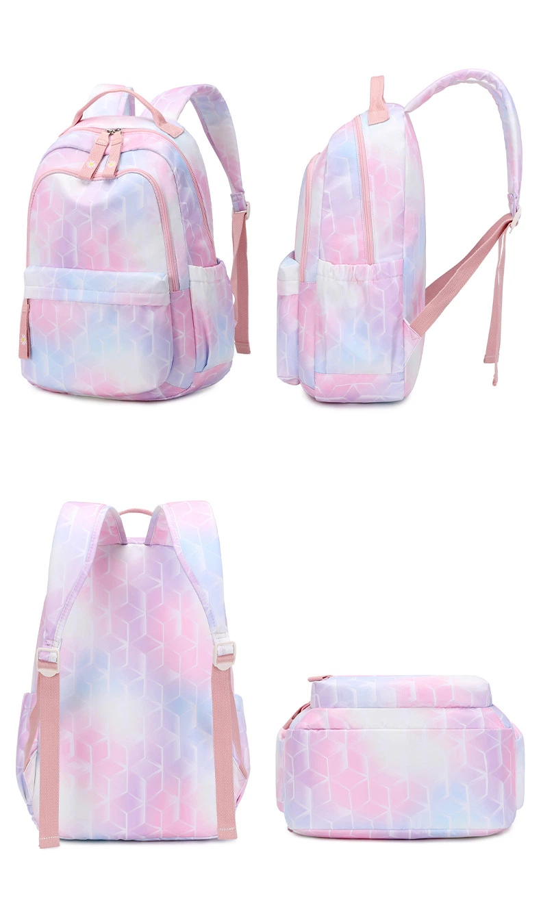 High Grade Girl Campus Students Hot Sale Colorful Printing Lightweight Nylon School Bag