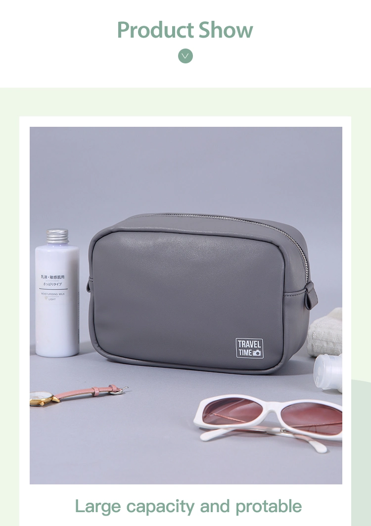 Leather Travel Cosmetic Packaging Bag Waterproof Toiletries Bag Transparent Zipper PVC Cosmetic Makeup Organizer Bag for Man