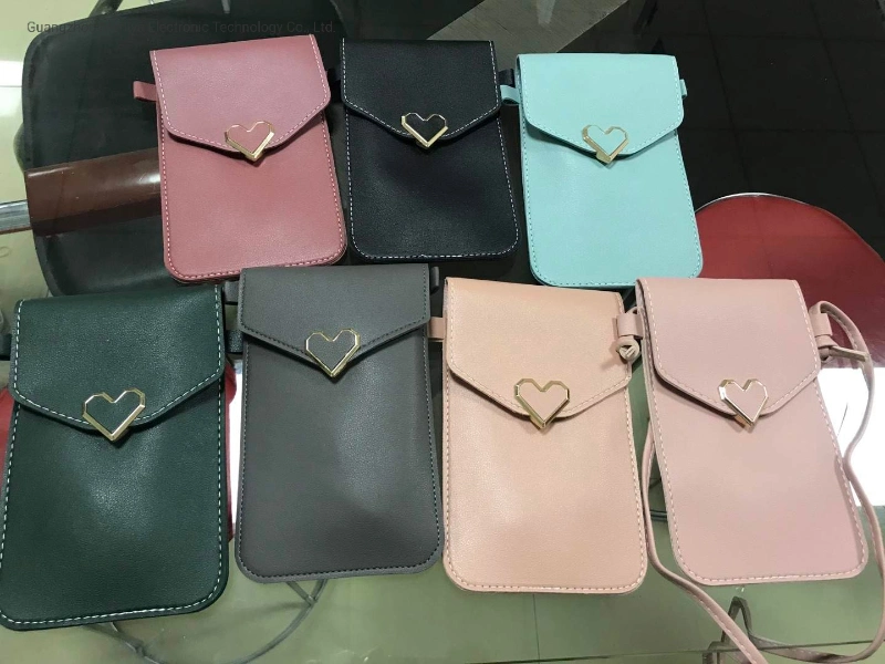 Women Heart Purse Leather Crossbody Shoulder Bag Wallet Case Cell Phone Pouch