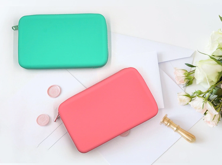 Makeup Brush Silicone Square Daily Toiletries Zipper Solid Color Customizable Cosmetic Bag