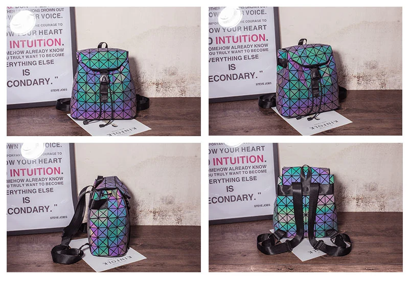 Holographic Backpack Laser Luminous Women Geometric Teenager School Bags