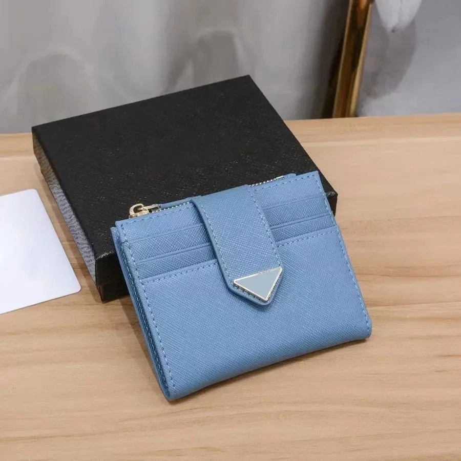 Credit Card Slots Designer Wallet Coin Purses Cards Holder 2024 New Purse Key Pouch Women Men Box Triangle Leather Zipper Luxury Lady Saffiano Business Card