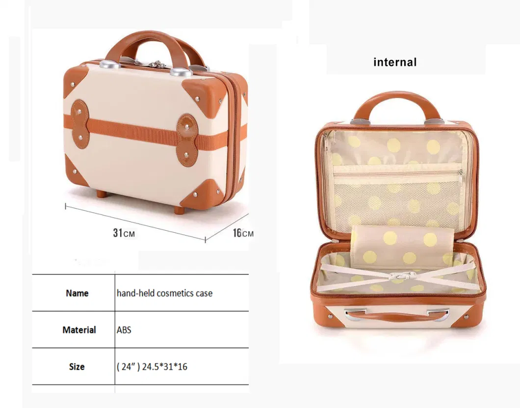 Beautiful Portable Suitcase ABS Small Luggage Bag Women&prime;s Cosmetic Case 14 Inch Mini Pink Storage Bag