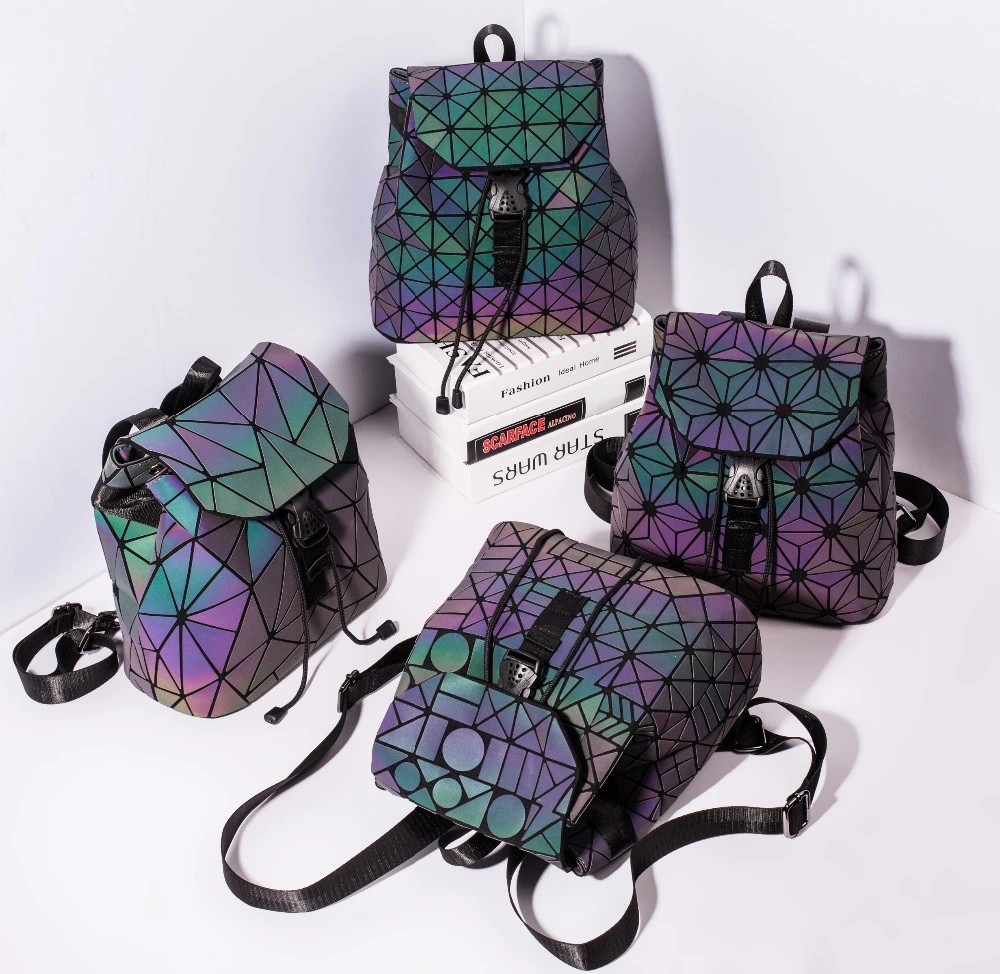 Holographic Backpack Laser Luminous Women Geometric Teenager School Bags