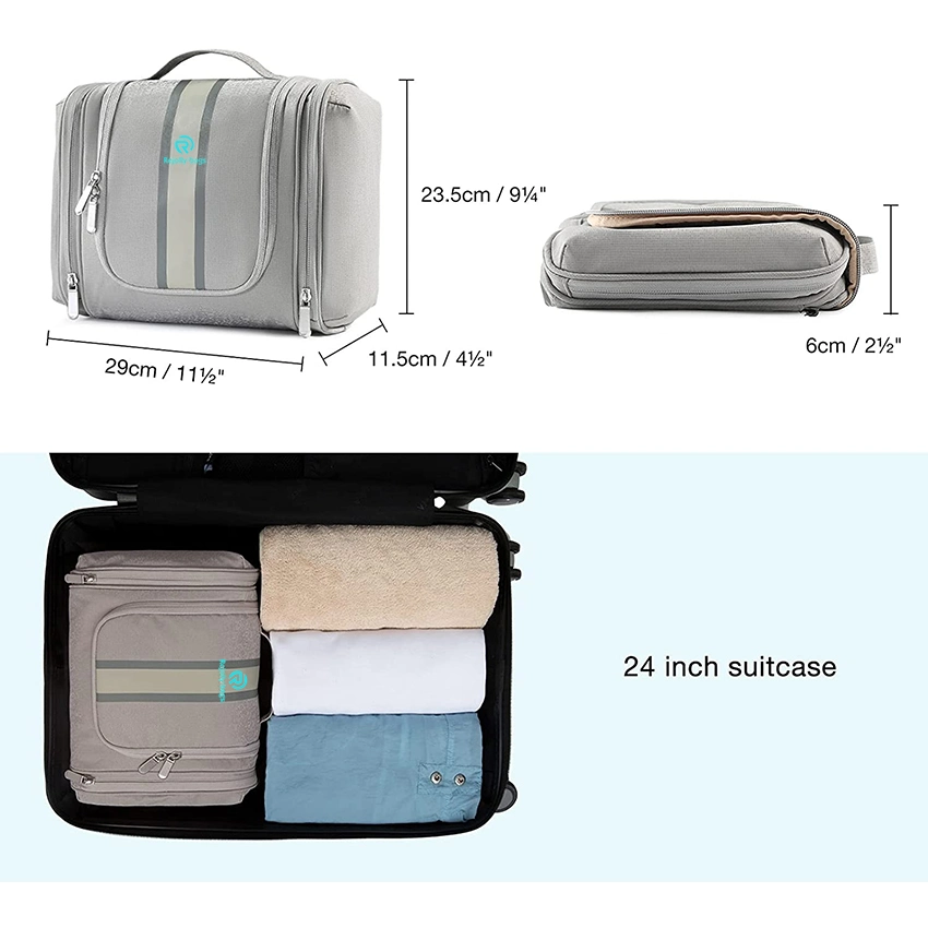 Hanging Toiletry Bag Water-Resistant Cosmetic Makeup Bag Travel Organizer for Shampoo, Full Sized Container Toiletry Bag