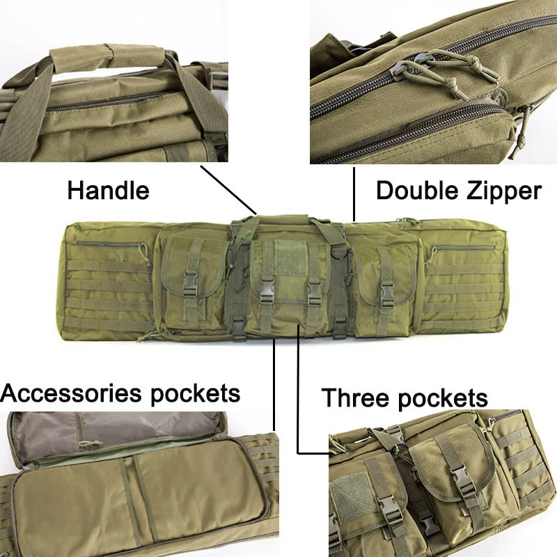 Polyester Double Carbine Soft Case Accessory Pouches Molle Webbing Secondary Gun Compartment