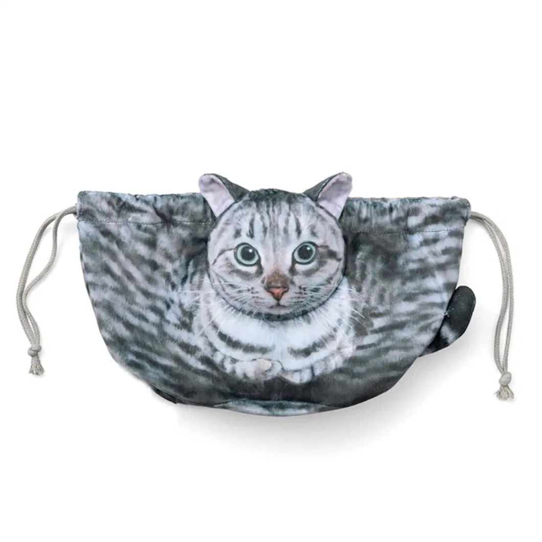 Cat Shape Cosmetic Bag, Funny Kitties Makeup Bag Drawstring Travel Cosmetic Coin Pouch Bag, Soft Animal Toiletry Bag Pencil Case Organizer