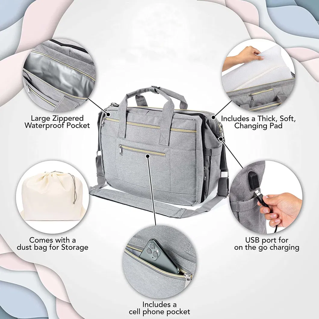 Baby Diaper Bag with Changing Station; Waterproof Diaper Bag