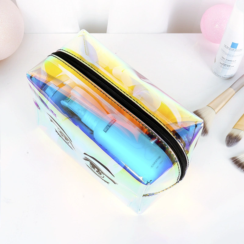 Fashion Women Makeup Case Laser Cosmetic Bags Transparent Cosmetic Pouch Ladies Portable Make up Pouch Organizer