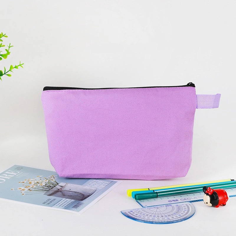 Wholesale Custom Design Logo Full Color Plain Organizer Gift Pencil Cotton Canvas Toiletry Travel Makeup Cosmetic Bag Zipper Pouch