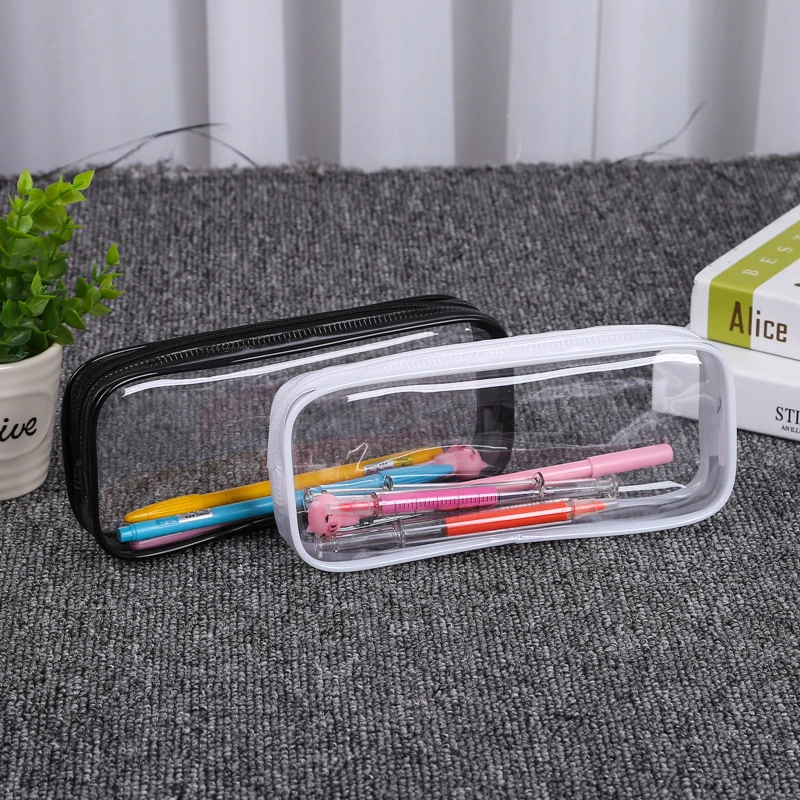 Transparent PVC Plastic Custom Printed Pencil Box Blank School Clear Waterproof Pencil Case Pouch Plastic Pencil Box