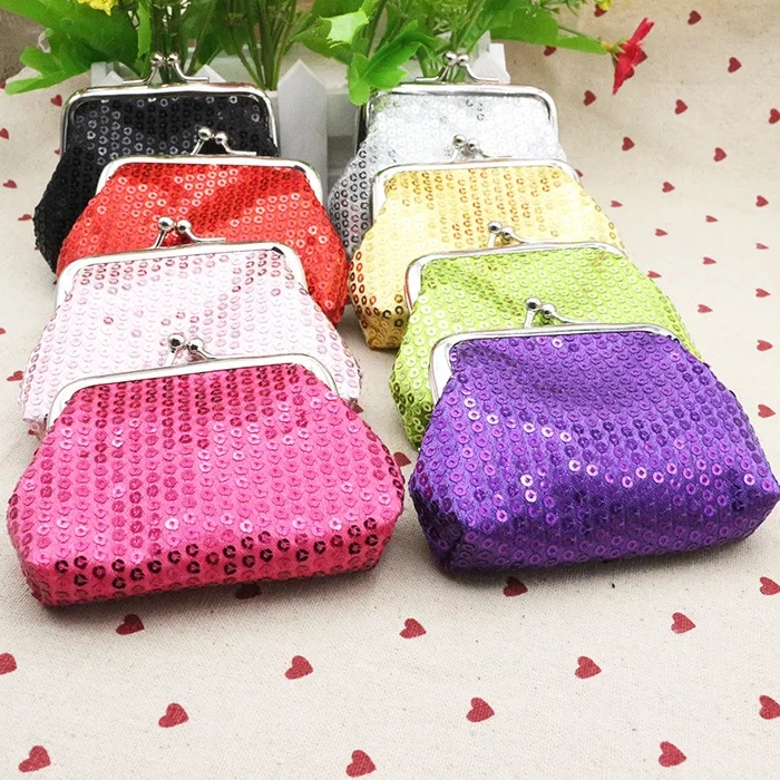 Small Buckle Coin Purse Classic Aluminum Metal Sequins Girls Coin Pouch