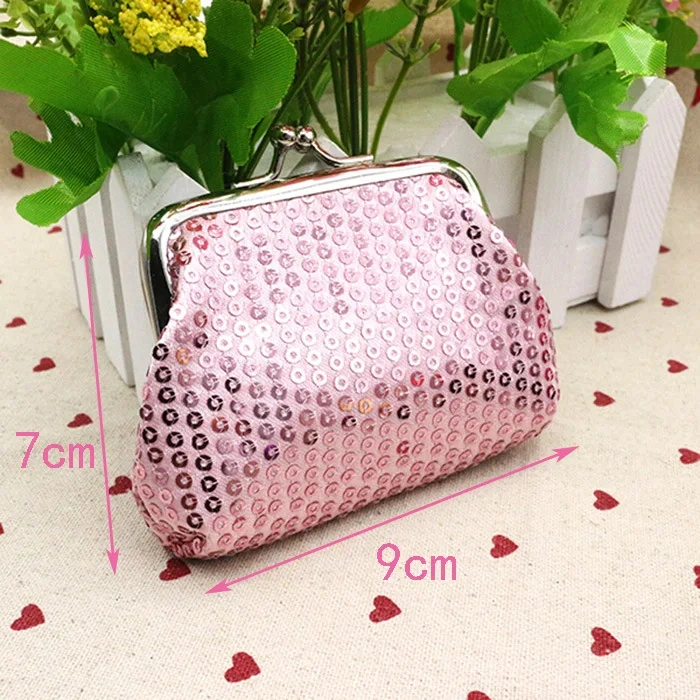 Small Buckle Coin Purse Classic Aluminum Metal Sequins Girls Coin Pouch