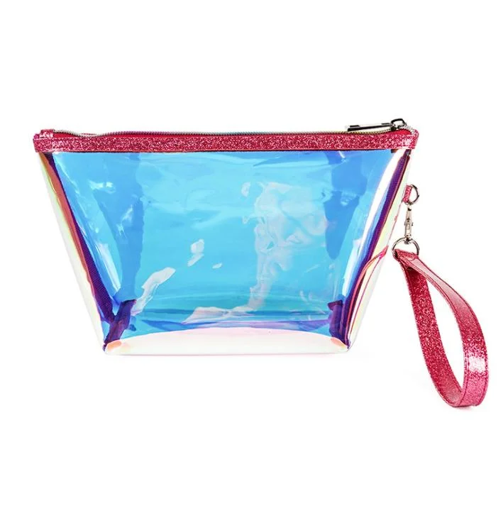 Custom New Product Travel Clear PVC Makeup Wash Pouch Holographic Cosmetic Bag