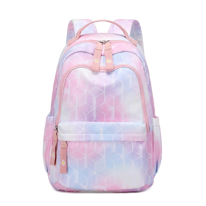 High Grade Girl Campus Students Hot Sale Colorful Printing Lightweight Nylon School Bag