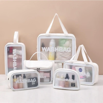  Custom Logo PU PVC impermeable viaje Negro estuco Kits Mujeres de lujo Belleza Maquillaje Bolsa Rosa Chica Viajes claro Cosmético Bolsas