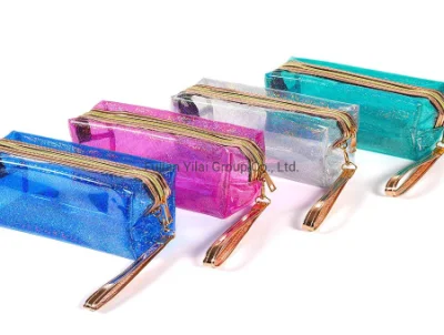 Portátil de viaje impermeable de PVC transparente claro Maquillaje Cuidado Personal bolsas de cosméticos del Organizador de los casos