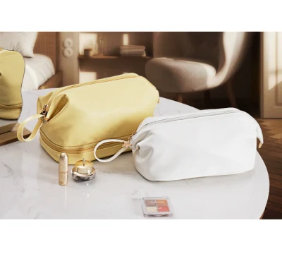  Los nuevos portátiles de alta calidad de la moda de cuero de PU Viajes rosa claro de viajes Bolsa de maquillaje, productos de tocador de la Mujer de la bolsa de cosméticos