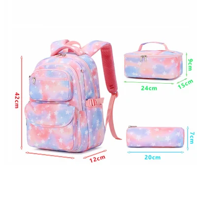 Starry Sky Full Printing Digital Zipper Bolsa Unisex Escuela Mochila Juego de 3 piezas