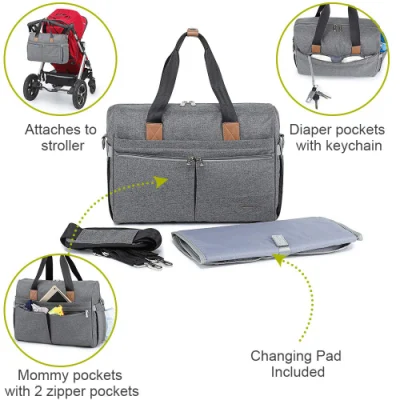Bolso grande de viaje para pañales para mamá y papá, bolso convertible para bebé para niños y niñas con cambiador.