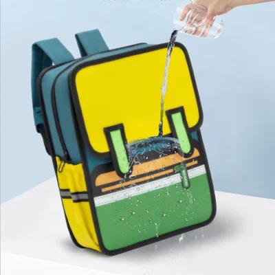 Jump Style hombro 2D 3D Cartoon School Bolsa de libros cómicos