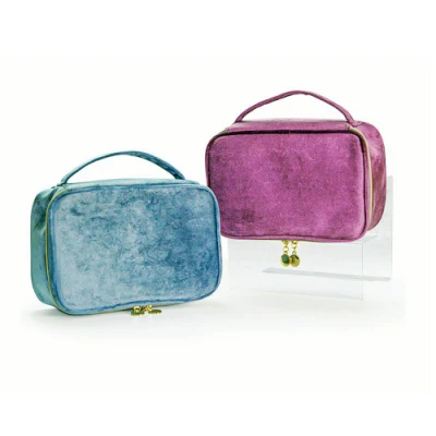  Venta caliente de Moda Soft Velvet Viajes Cosmética Bolsa Maquillaje Herramientas Bolsa de almacenamiento de brocha Organizador de cajas cosméticas