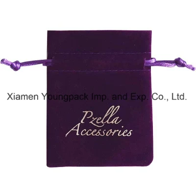  Impresos personalizados promocionales Joyería pequeña bolsa de regalo Bolsas de Terciopelo cordón negro