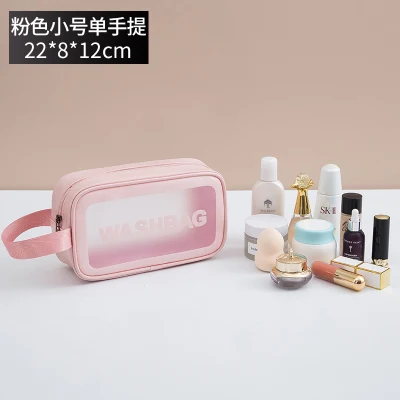 Impermeable funda de organizador de viaje PVC Zipper Toiletry Bolsa de cosméticos a medida Tamaño
