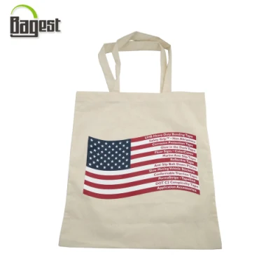  Bolsa de algodón ecológica reciclada promocional barata impresa a medida en blanco natural para compras de lona orgánica.