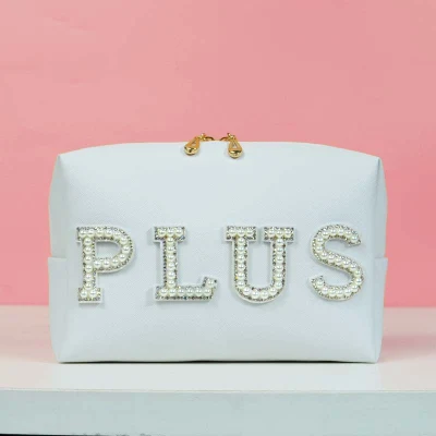 Moderna letra perla de la bolsa cosmética de nylon personalizado Marca privada Maquillaje de la bolsa Subblimación de la bolsa