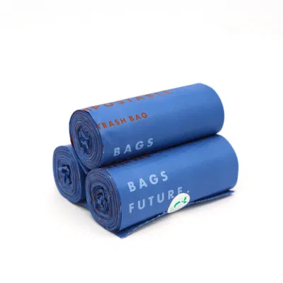  Bolsa de basura/trash de plástico 100% biodegradable y compostable certificada por EU En13432/ASTM-D6400.
