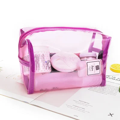 Portátil de viaje a las mujeres claro maquillaje impermeable Bolsa Bolsa de cosméticos de PVC transparente