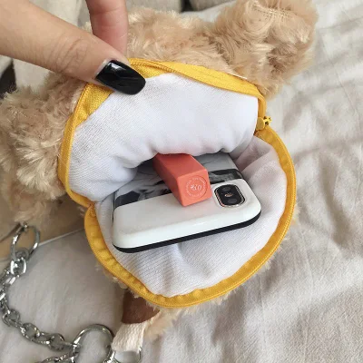  Bolsa de felpa de forma de animales de peluche de perro cachorro Bolso Bolso de moneda