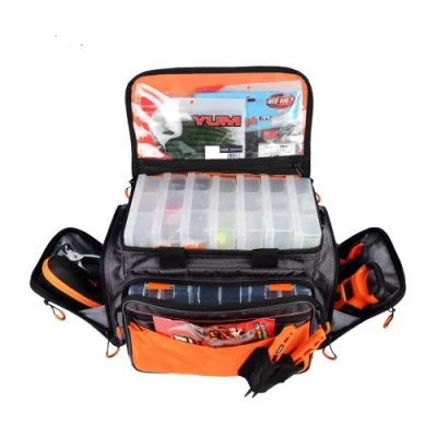  Bolsa de pesca personalizada multifuncional Bolsa de aparejos de pesca Herramienta deportiva al aire libre Bolsa impermeable para transportar alimentos para peces Organizador de almacenamiento Mochila