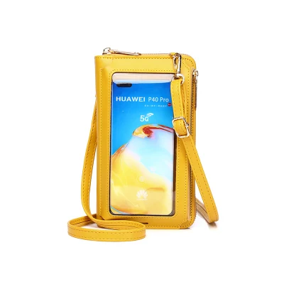 Hot Sale OEM pantalla personalizada impresión Logo pantalla táctil móvil Bolsa de teléfono Bolsa de mensajero femenina