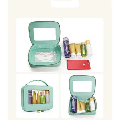 Logo Personalizar viaje transparente PVC Zip Bolsa de cosméticos Bolsa transparente Bolsas de maquillaje