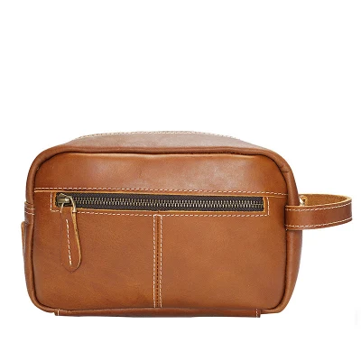 Custom Leather Retro Portable Lady Bolsa de lujo cosméticos de mano hacer Bolsa arriba