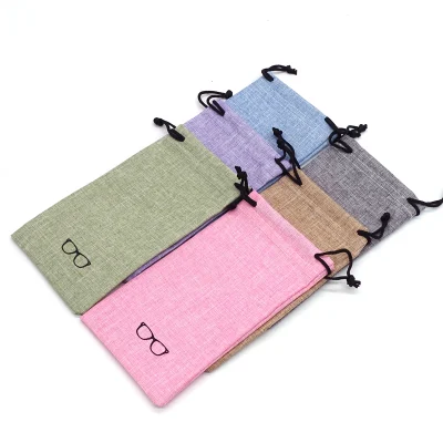  Mayorista Lino Glasses Case Custom Fashion portable Gafas de sol bolsa Myopia Bolsa de almacenamiento para gafas