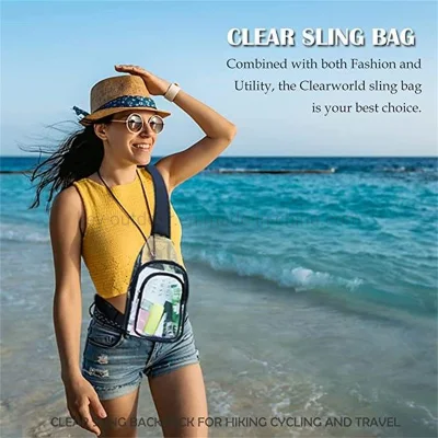  Fábrica al por mayor Bolsas de pecho logotipo personalizado mujeres claro Bolsas de aseo Sport pecho mochila Bolsa de hombro para el estadio de senderismo