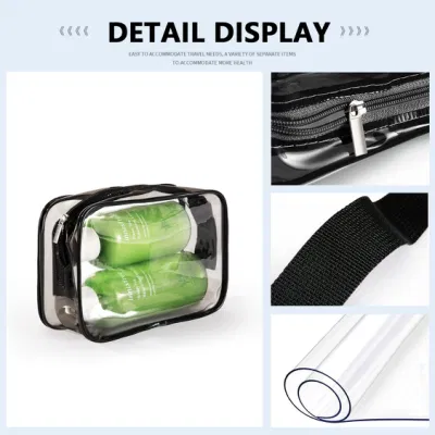 Personalizar portátil impermeable PVC transparente Toiletry Bolsa de tocador de maquillaje Cuidado de la piel Conjuntos de embalaje polvo Cuarto de baño almacenamiento de viaje Zipper Cosmética Bolsa